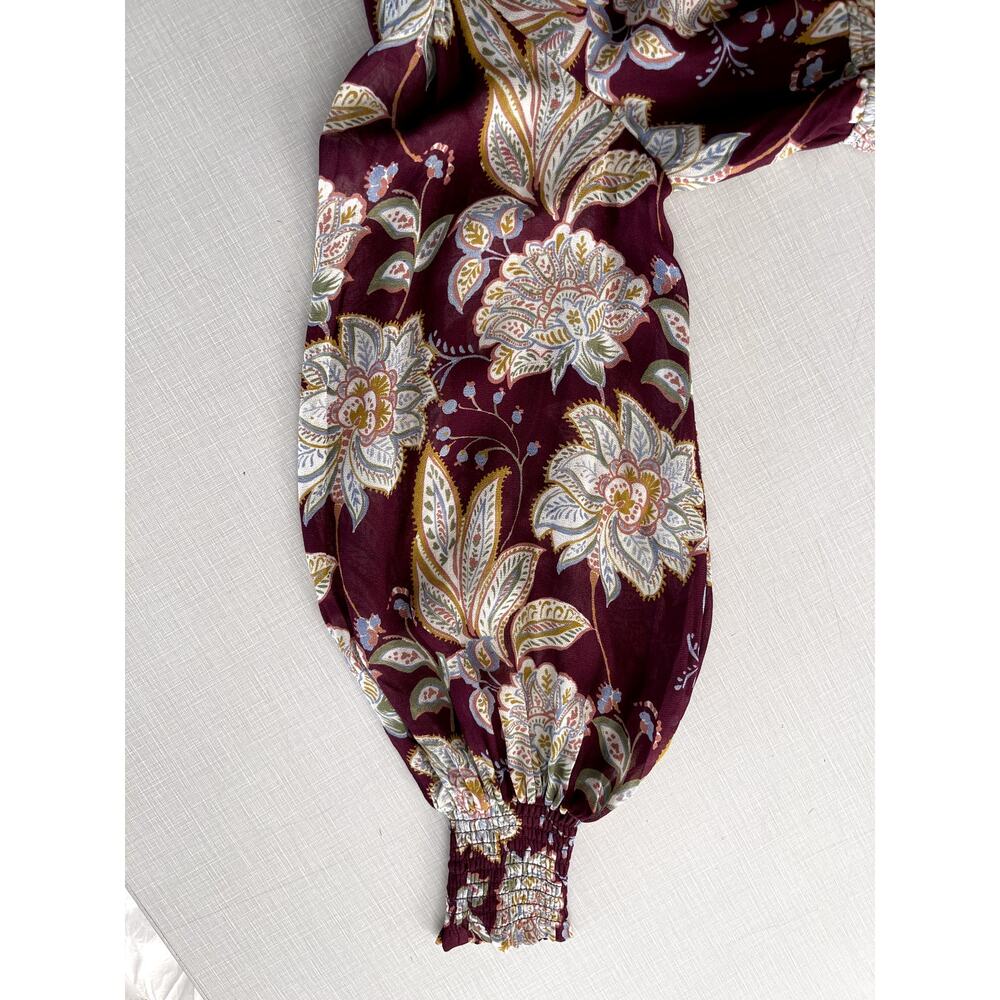 Yumi Kim Sz M Frida Maxi Dress Maroon Paisley Cinch Waist Wedding Guest Feminine - Picture 9 of 16
